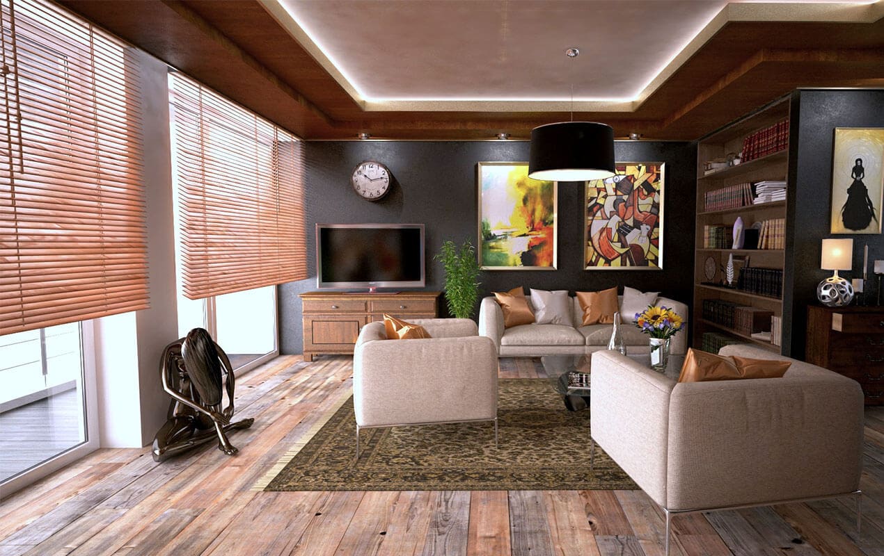 Living interior with and wall art and furniture