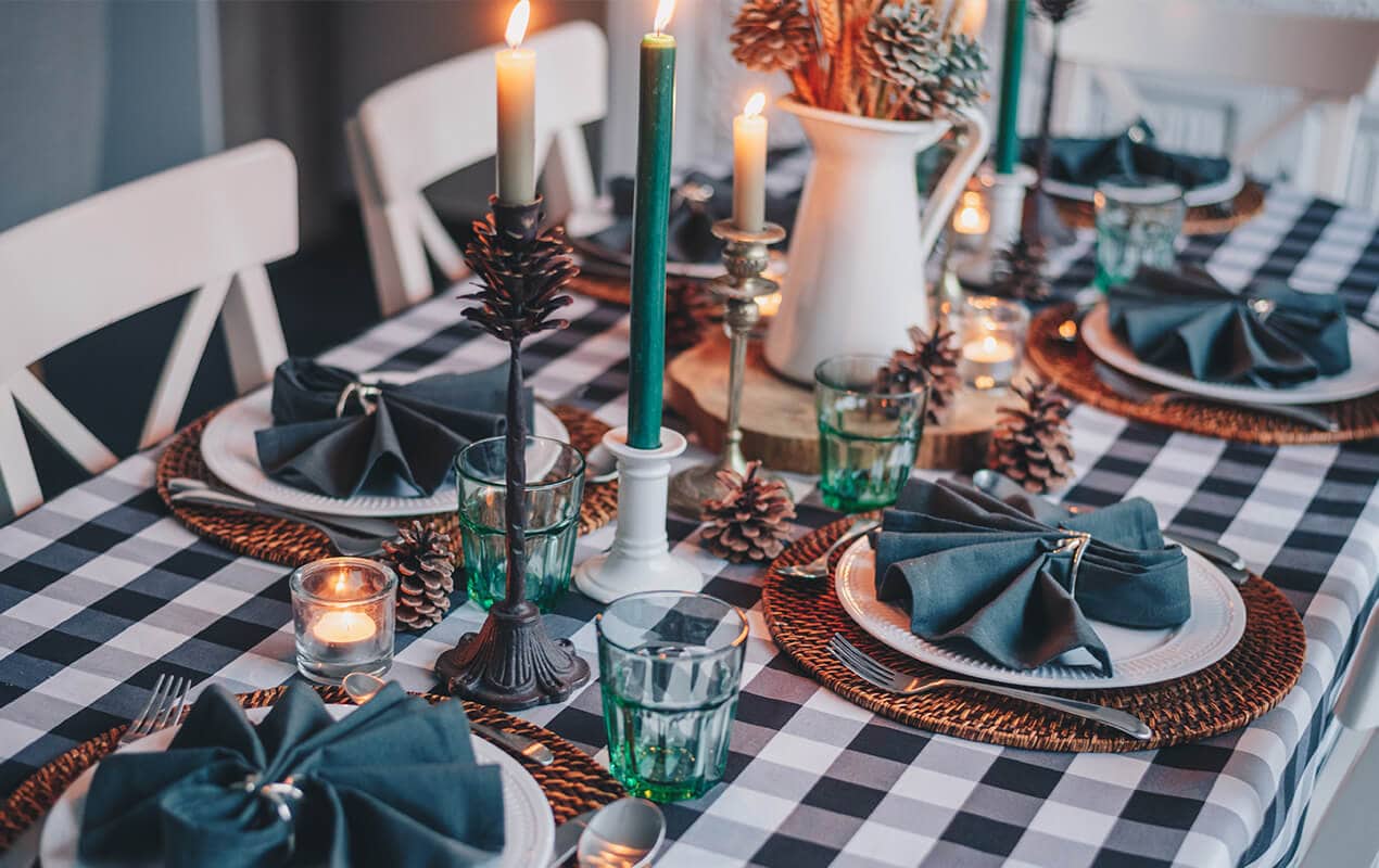 Table decoration with candle sticks