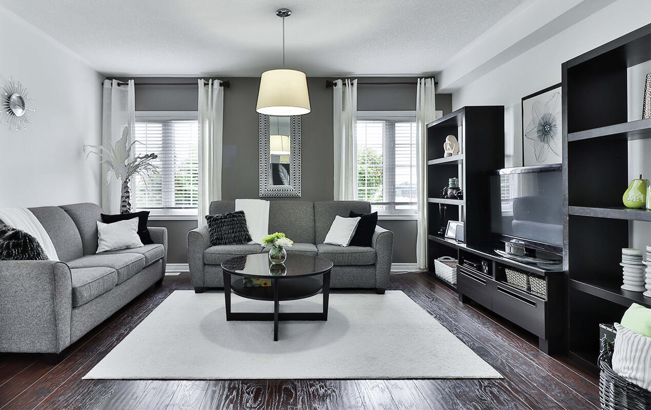 Dramatic Black And Gray Living Room Ideas