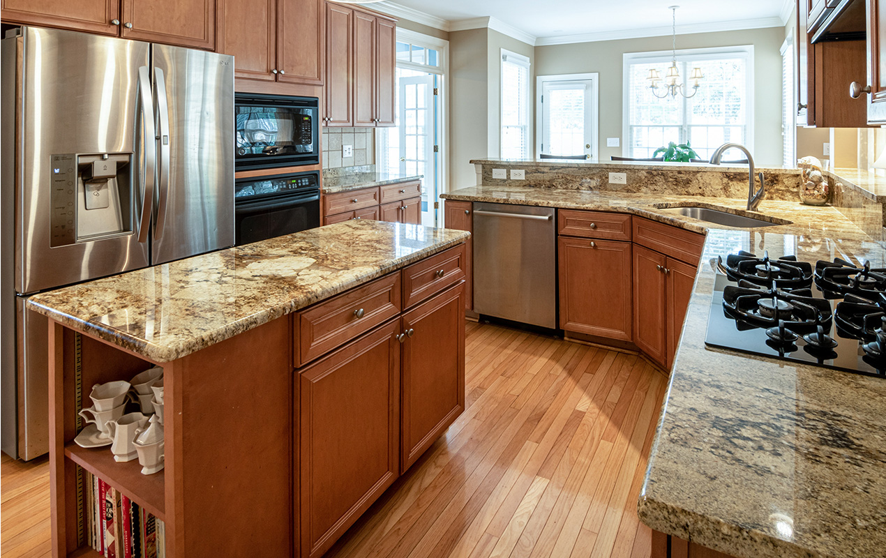 Rustic rectangular kitchen island by DeCasa Collections