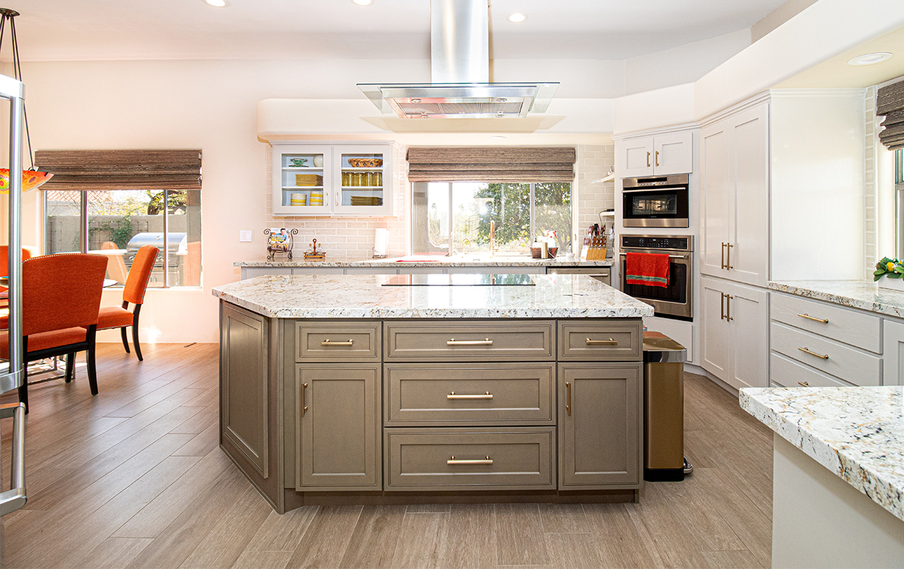 Kitchen island with drawers and cabinets by DeCasa Collections