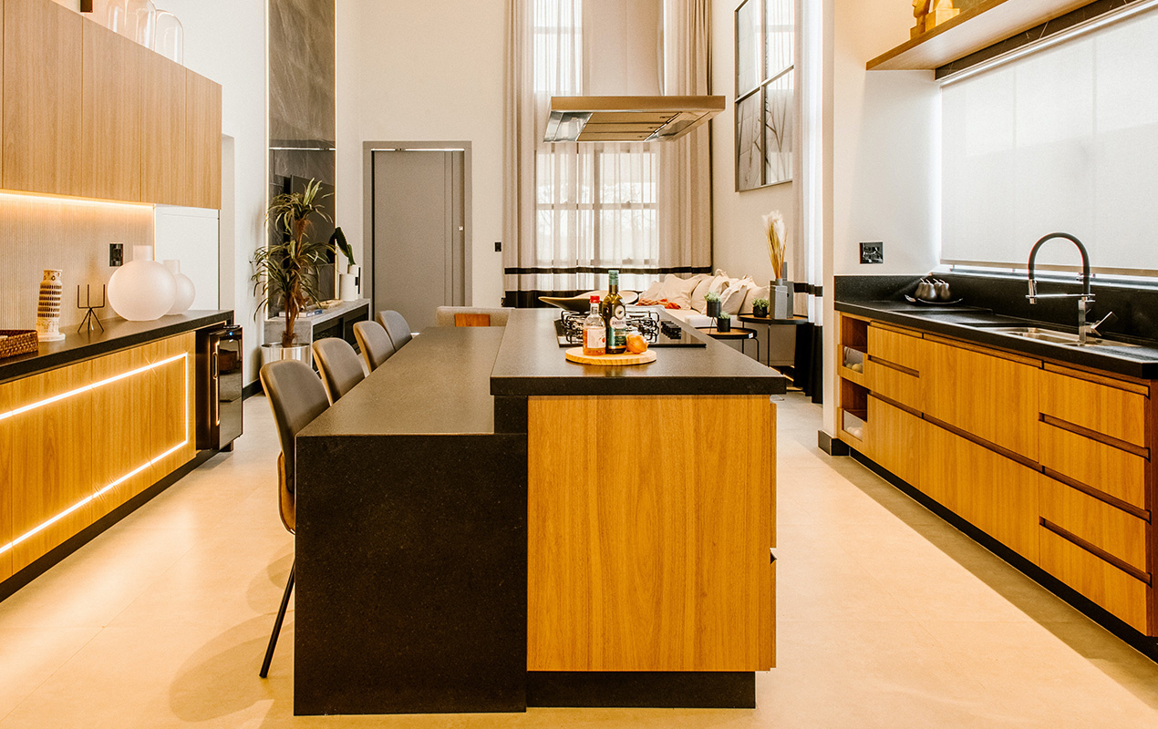 Black and wood kitchen by DeCasa Collections