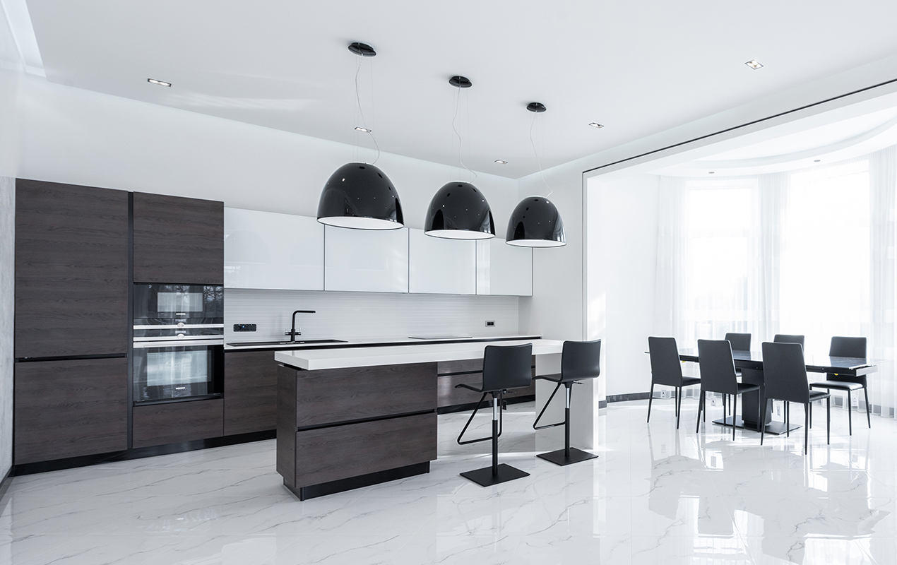 Black and white kitchen by DeCasa Collections
