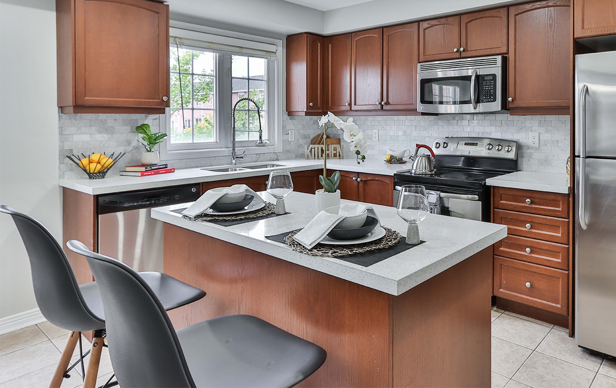 Rectangular kitchen island with table by DeCasa Collections