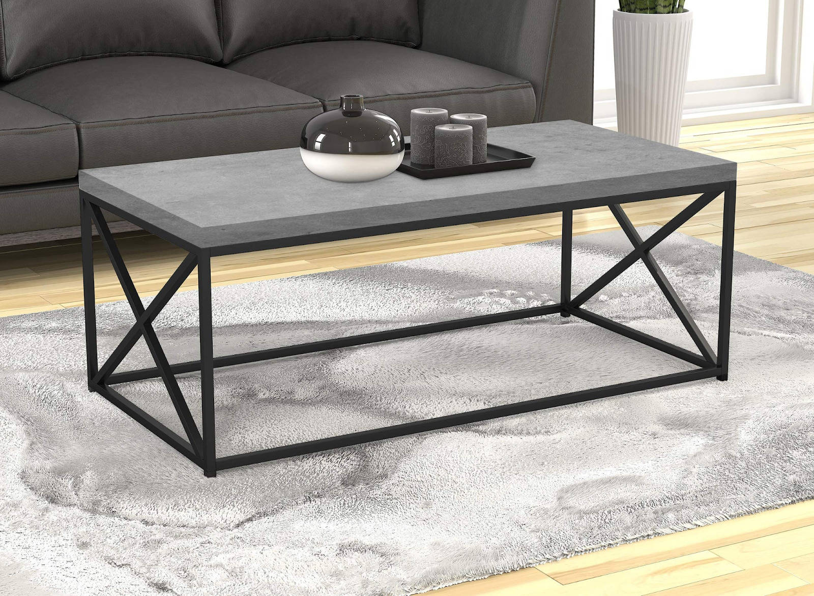 Black Rectangle Metal Coffee Table