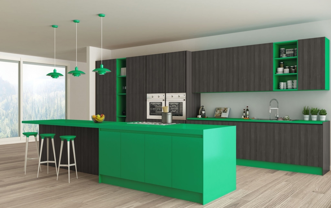 Bold Green Kitchen Island