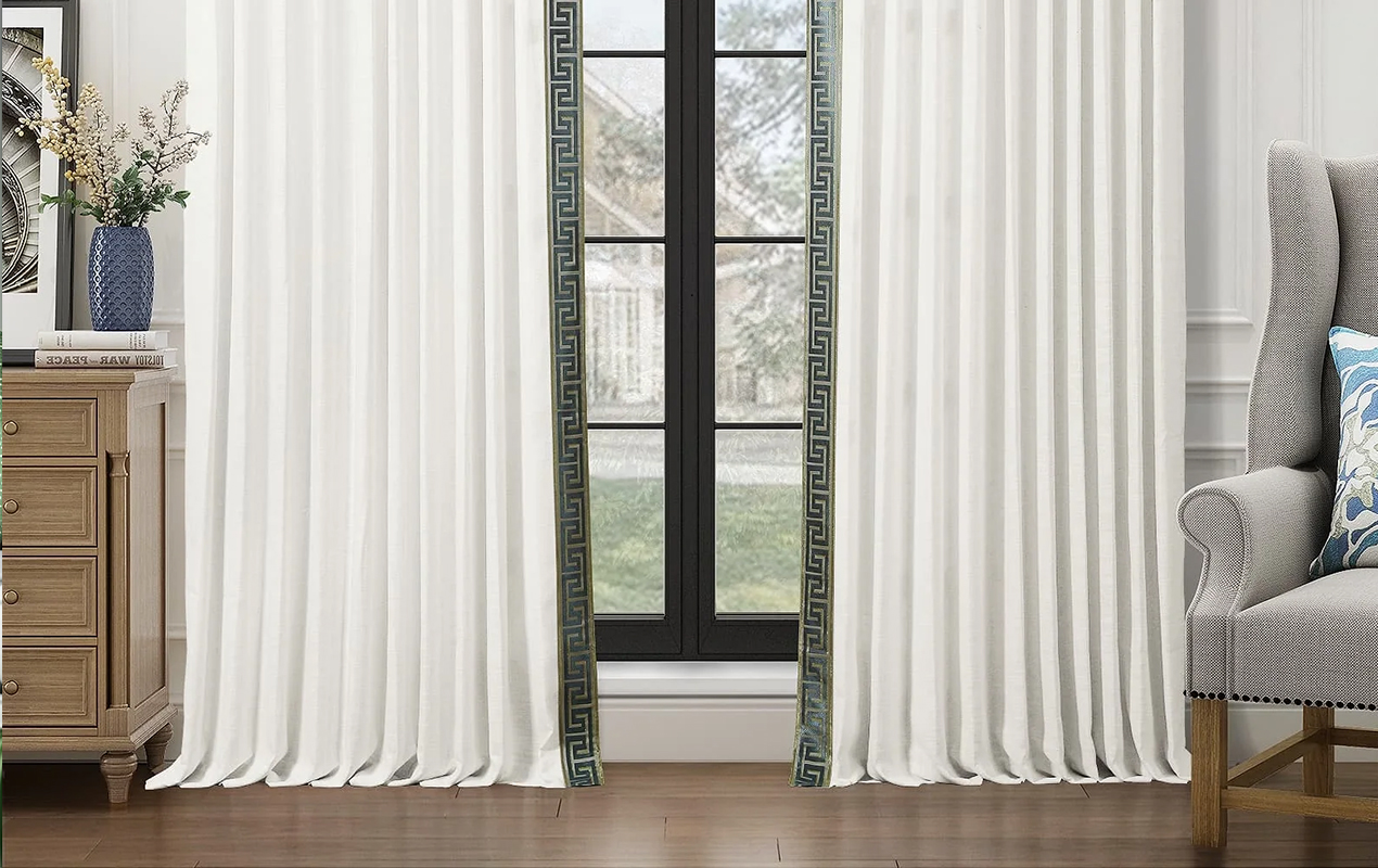 Dark border living room curtains