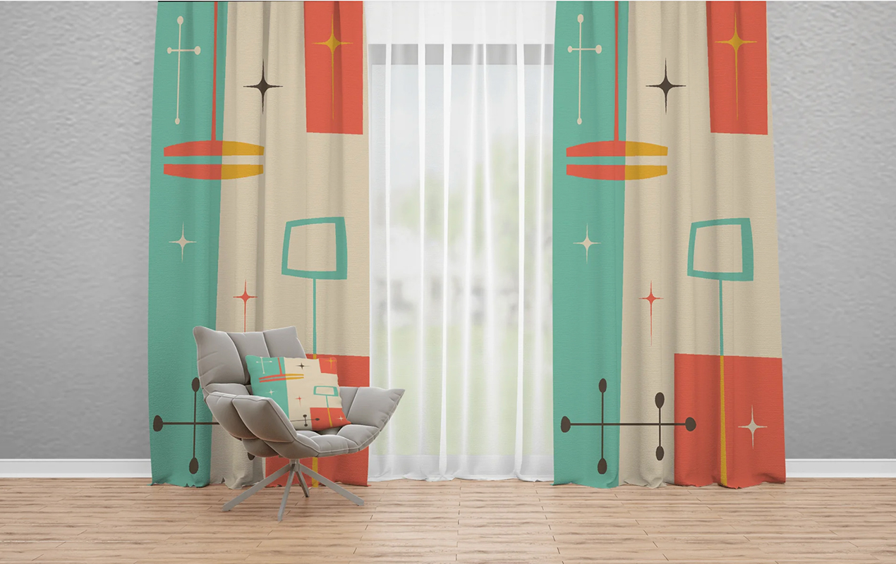 Geometric living room curtains