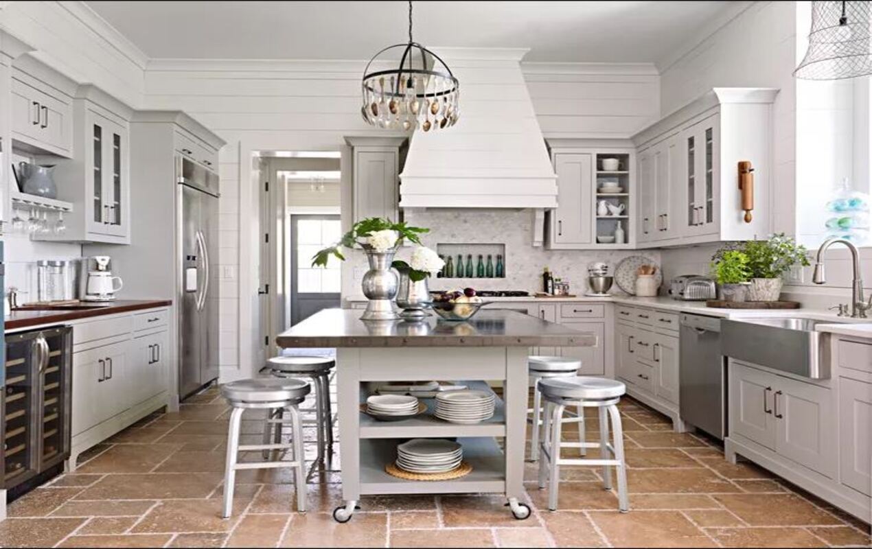 Movable Kitchen Island With Open Shelving