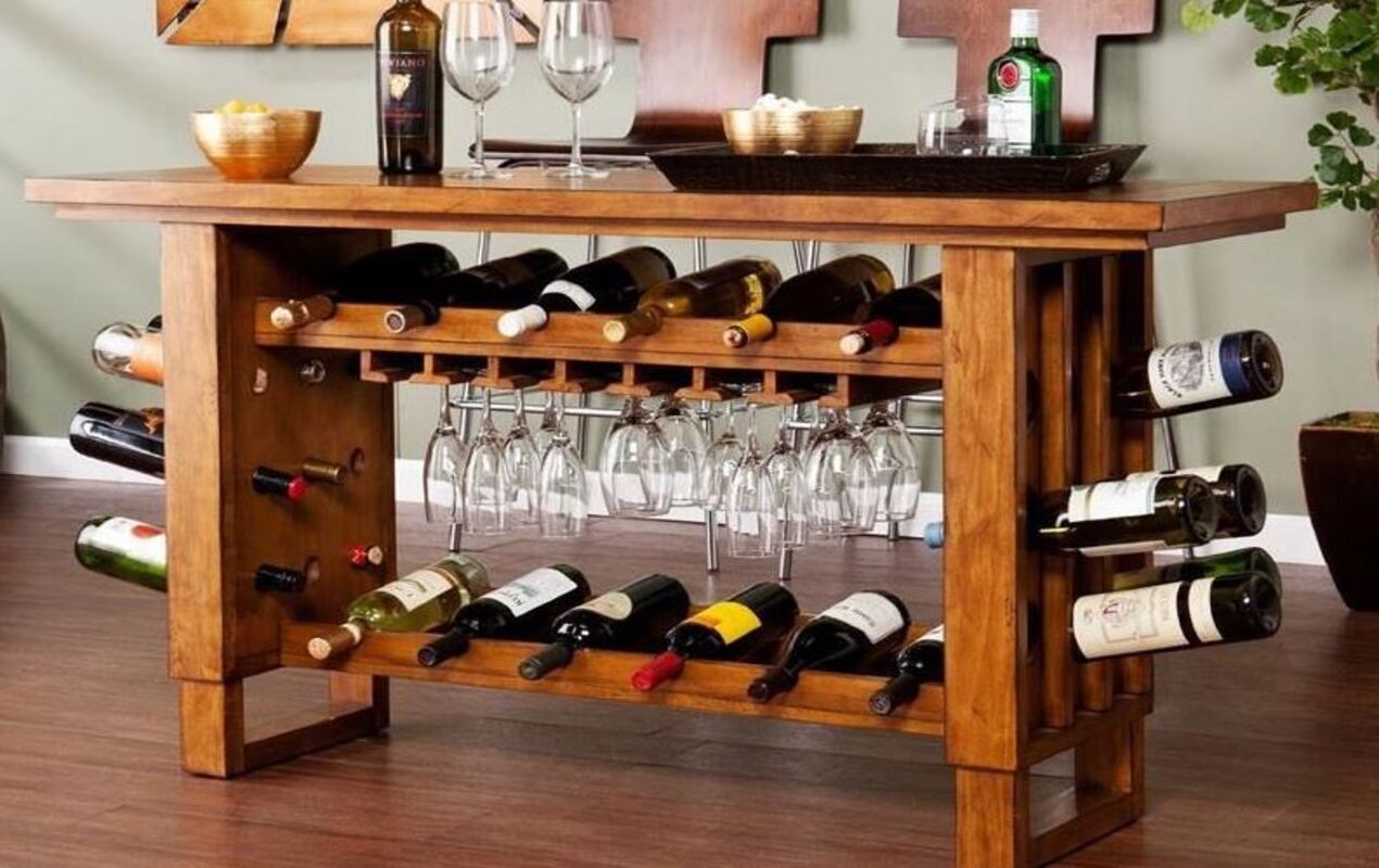 Movable Kitchen Island with a Wine Rack
