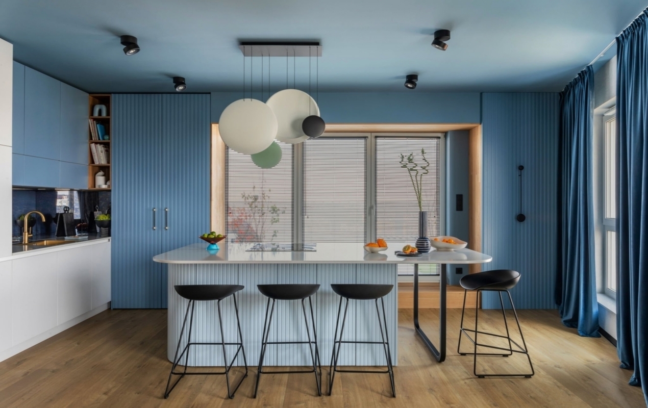 Ocean Blue Kitchen Island