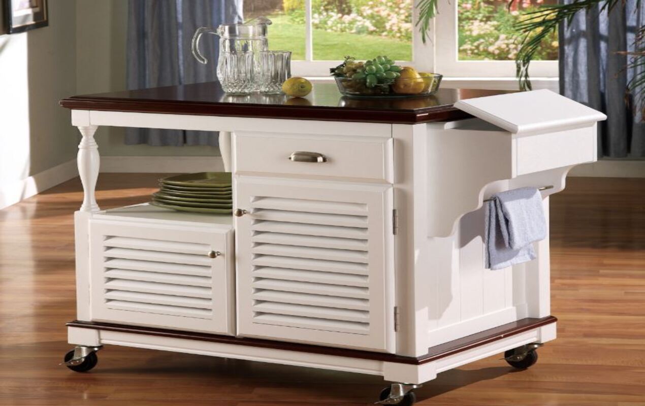 Pure White Movable Kitchen Island