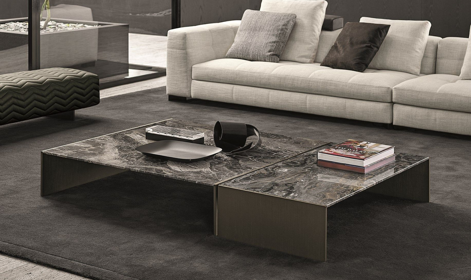 stone slab rectangle coffee table 