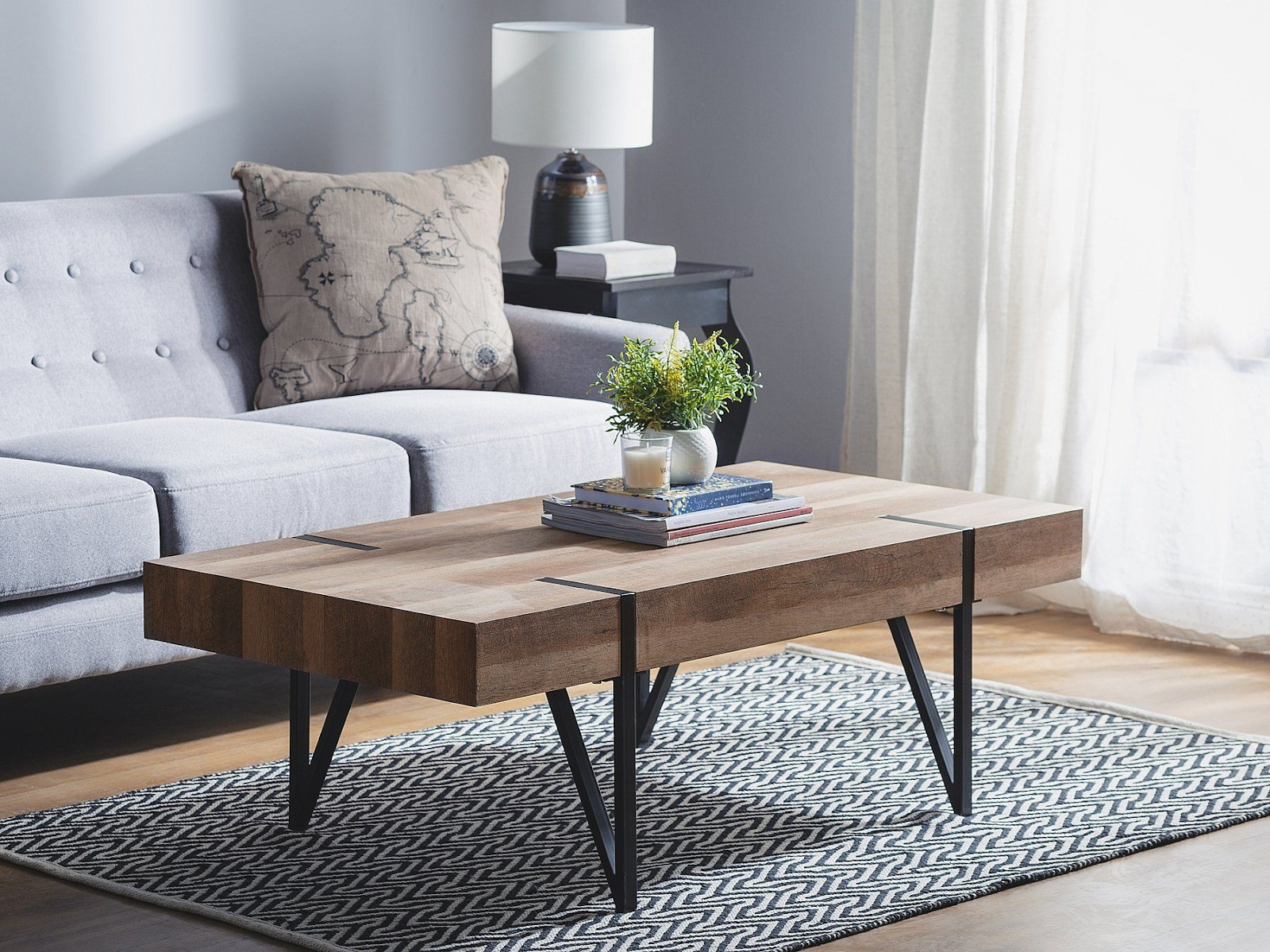 Wood and Metal Coffee Table