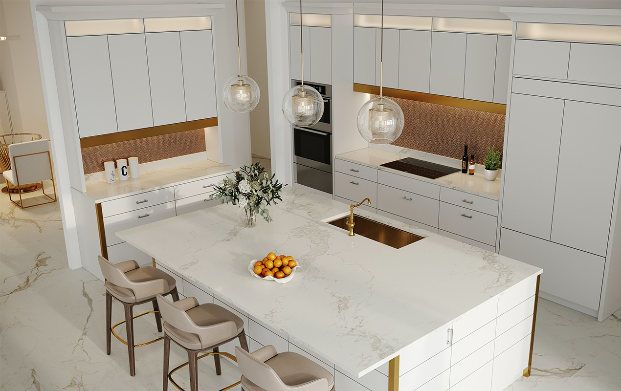  Modern luxury large kitchen island design by DeCasa Collections