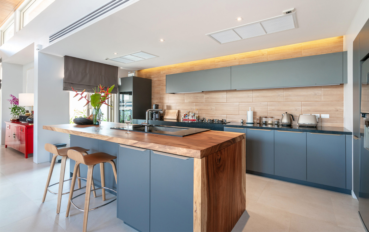 Butcher block kitchen island by DeCasa Collections