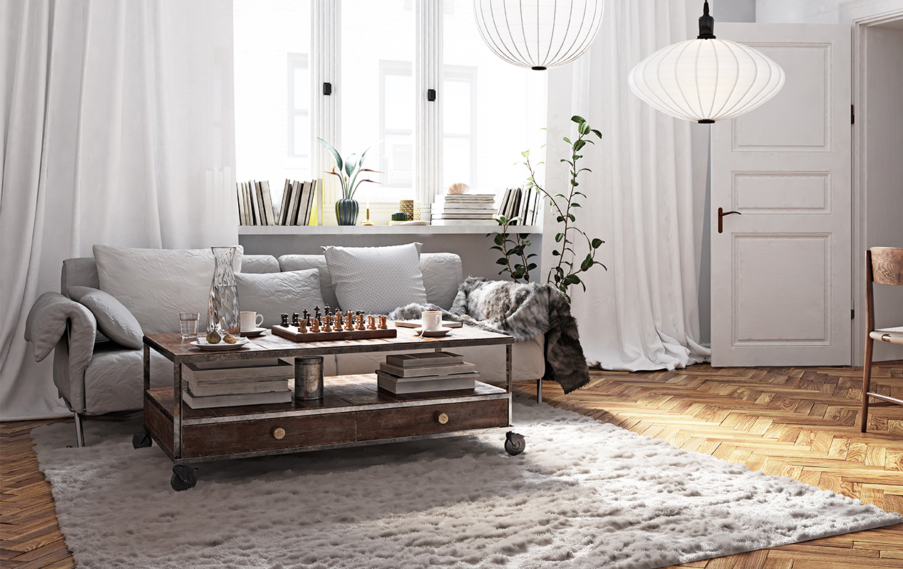 Farmhouse living room design with rustic accents