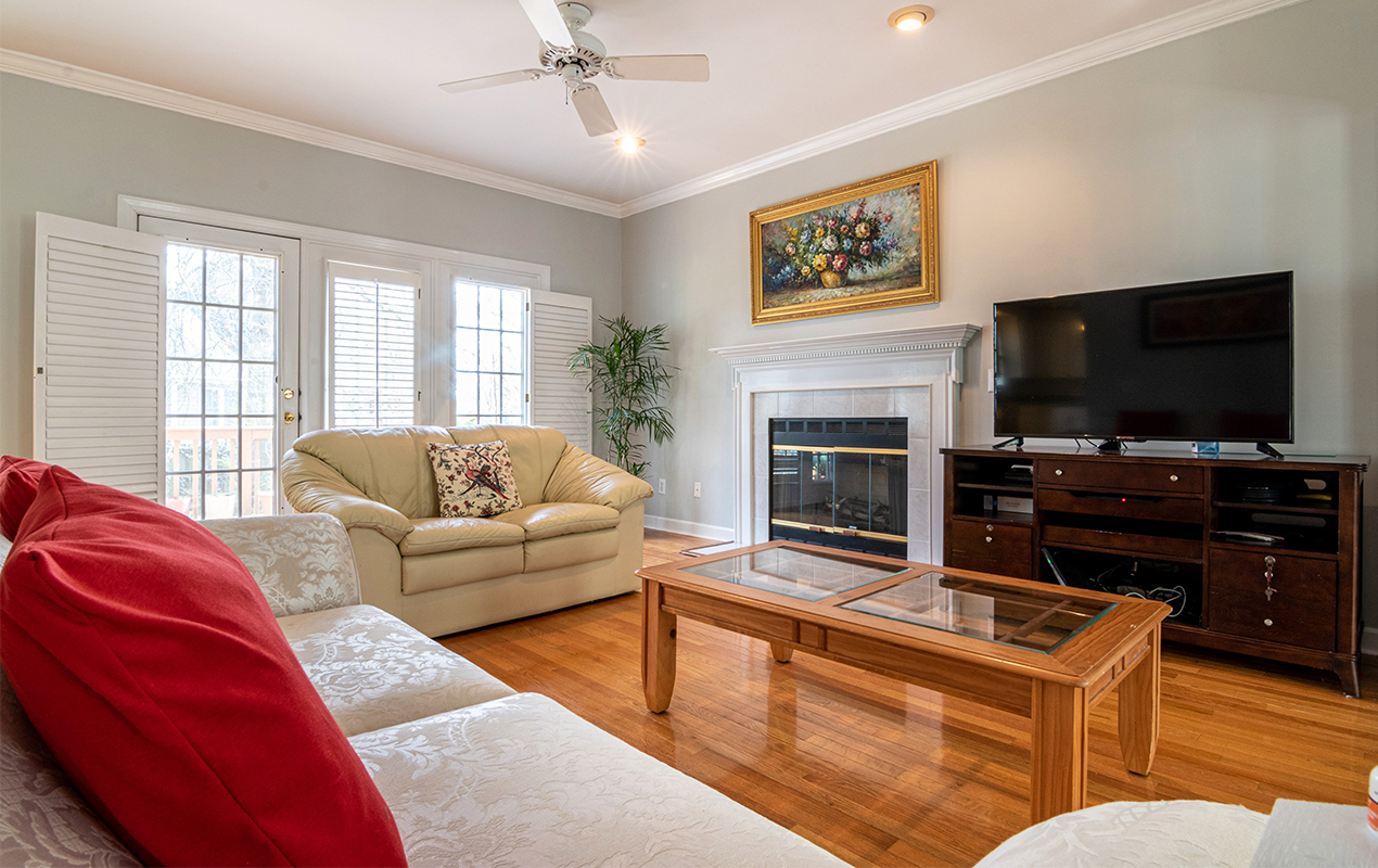 Living room interior wood accents