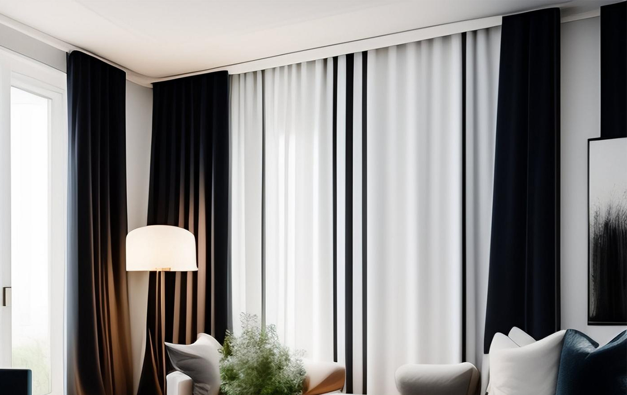 Black and white living room curtains