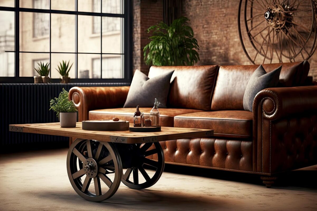 Living room with antique coffee tables