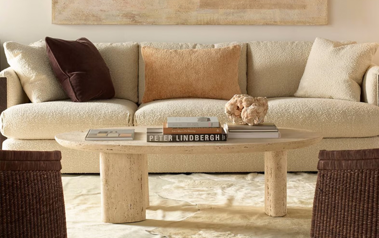 Curved Legged Stone Coffee Table