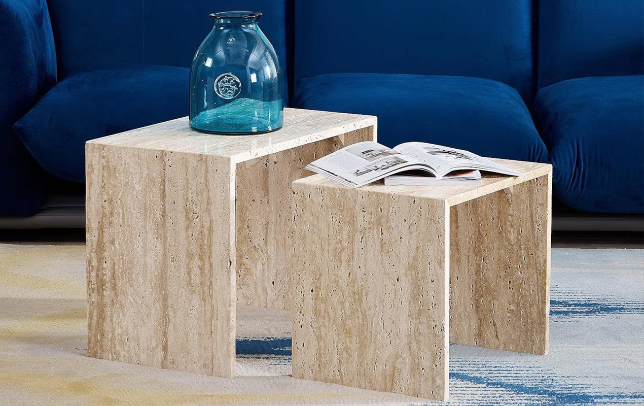 Travertine Marble Side Table