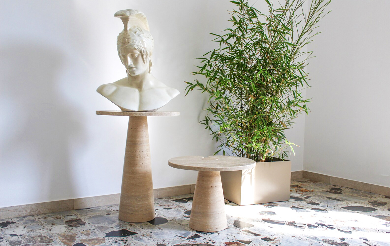 Travertine coffee table