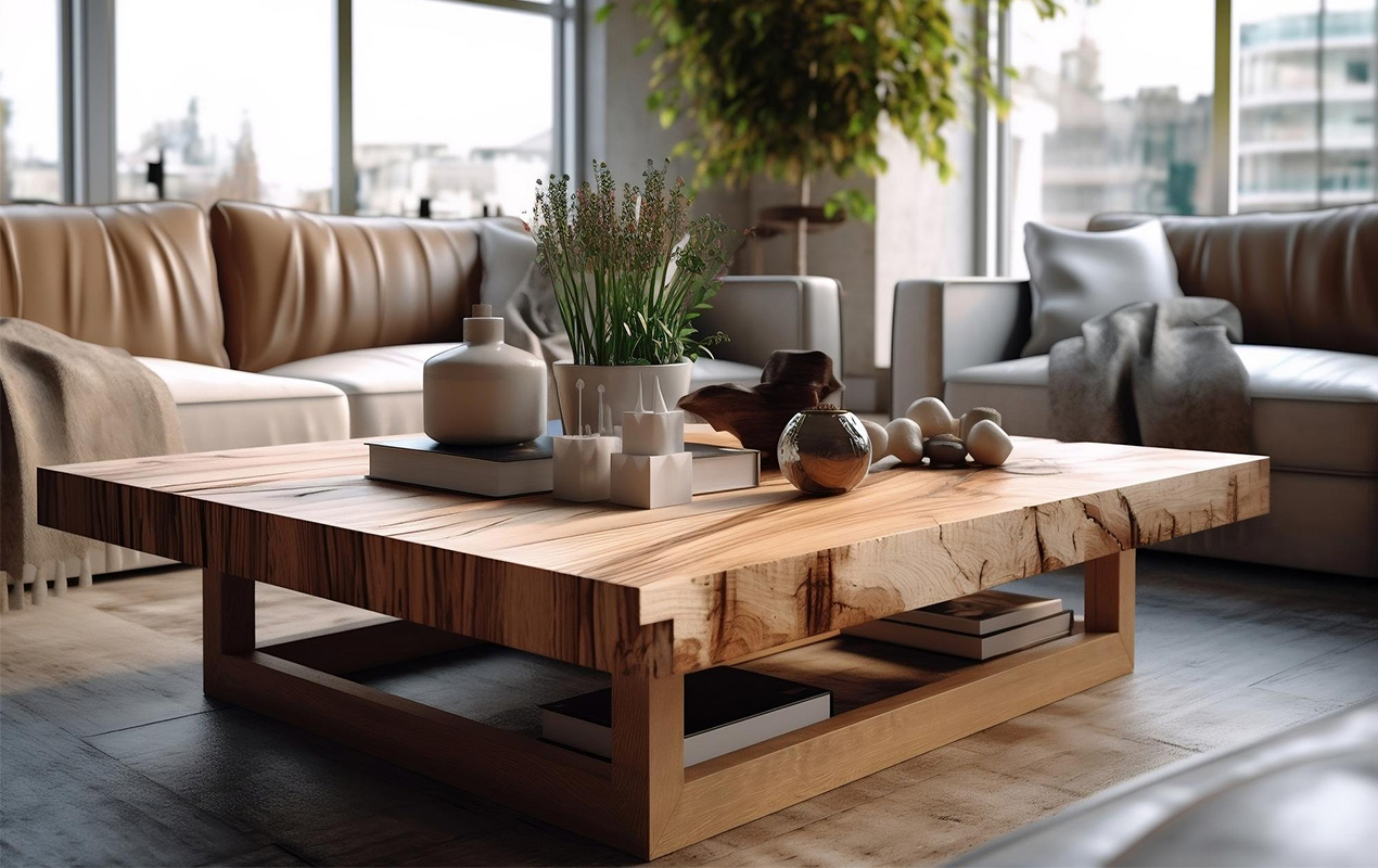 Wood coffee table