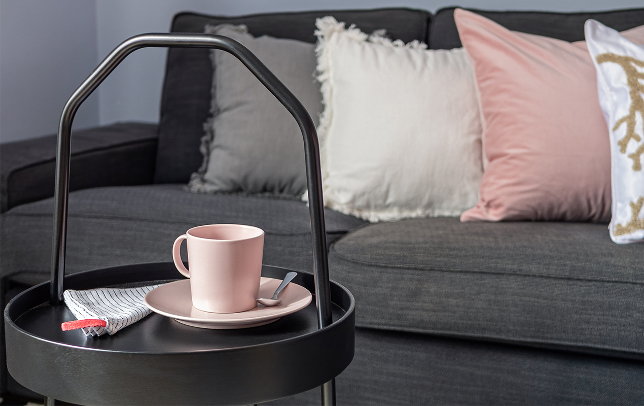 Black table with handle