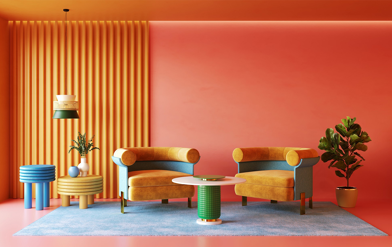 Colorful interior design living room