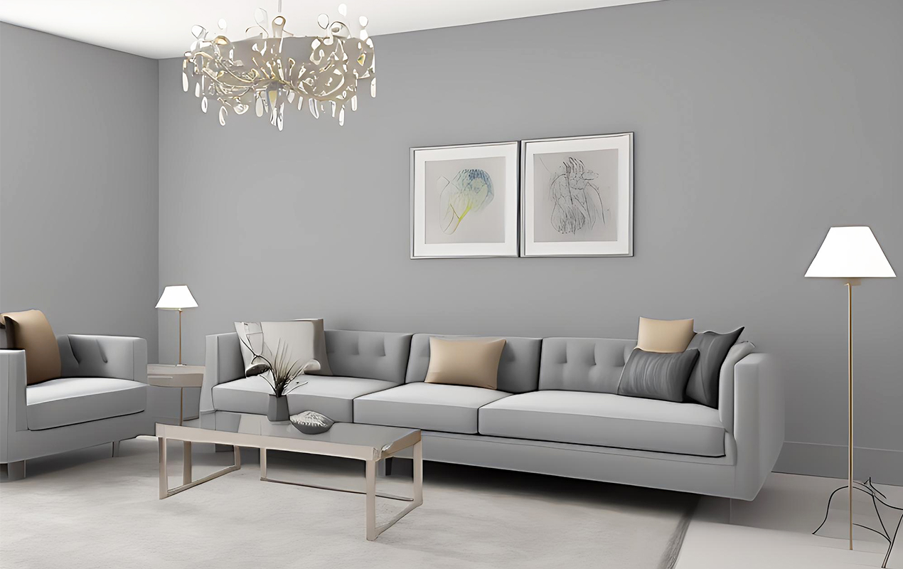 Living room with gray coffee table