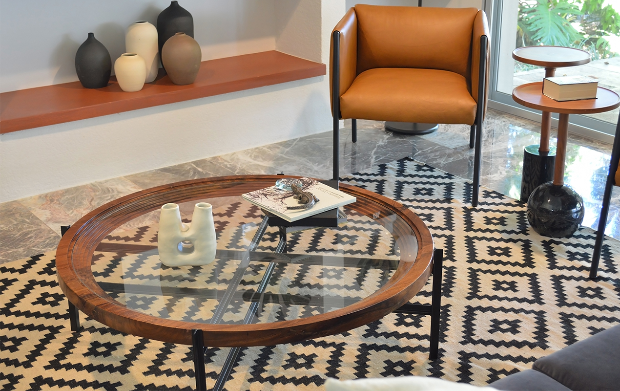 Home interior with Mid century small coffee tables
