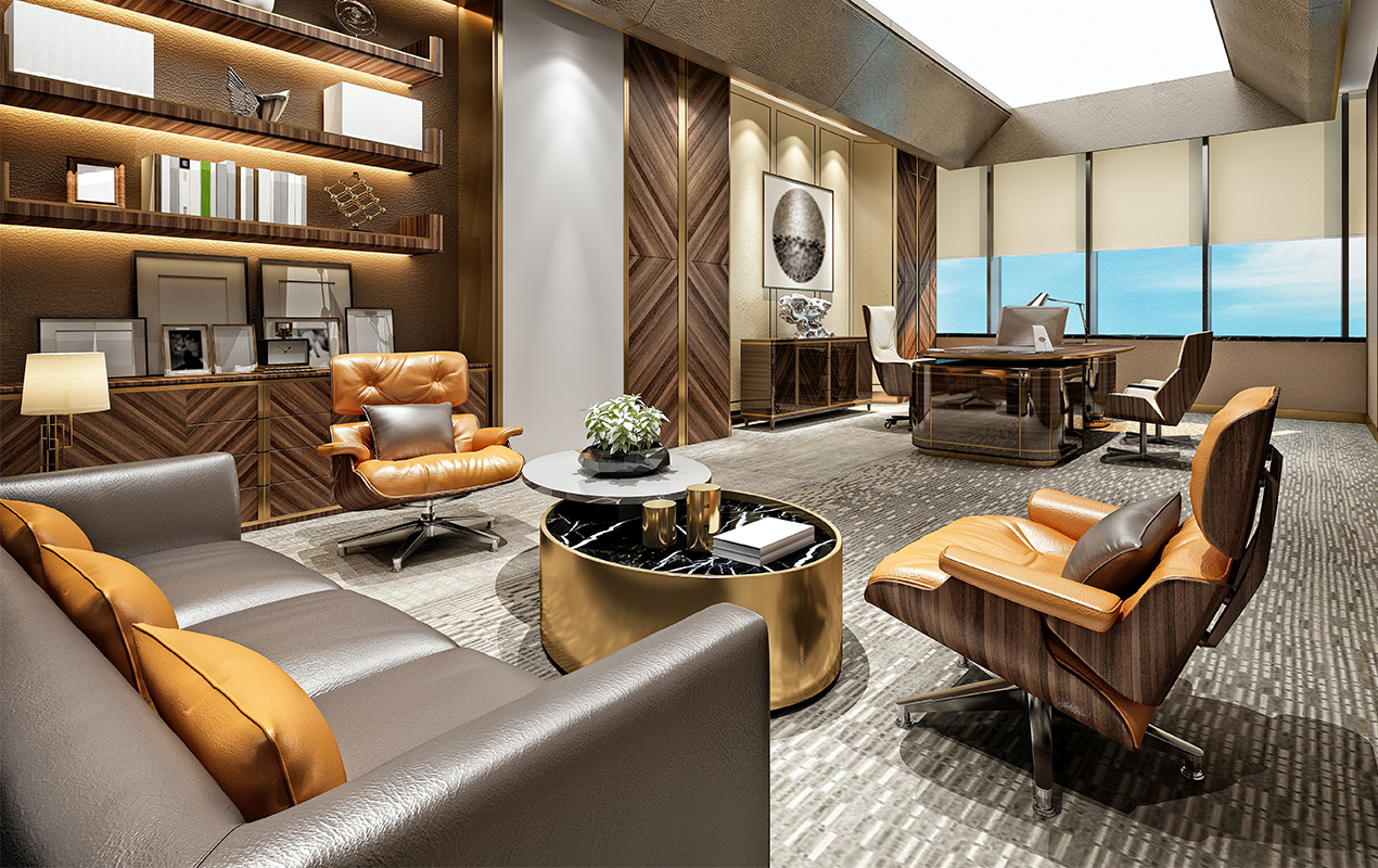 Living room with gold furniture