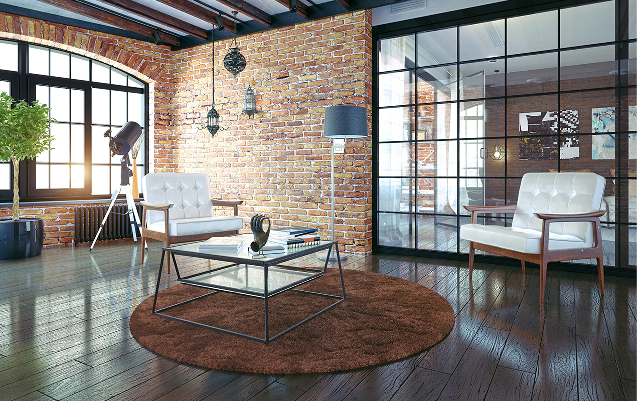 Two white chairs and a glass coffee table