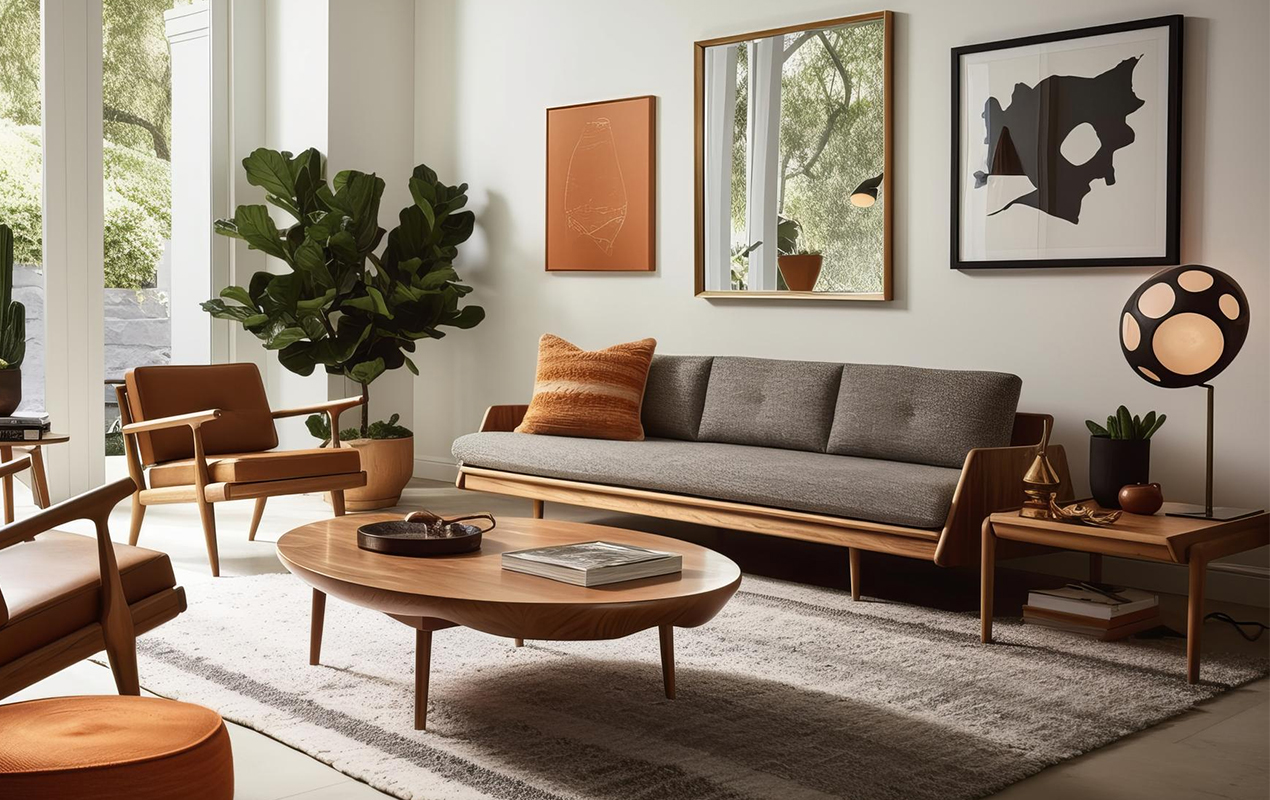 Oval coffee table living room interior