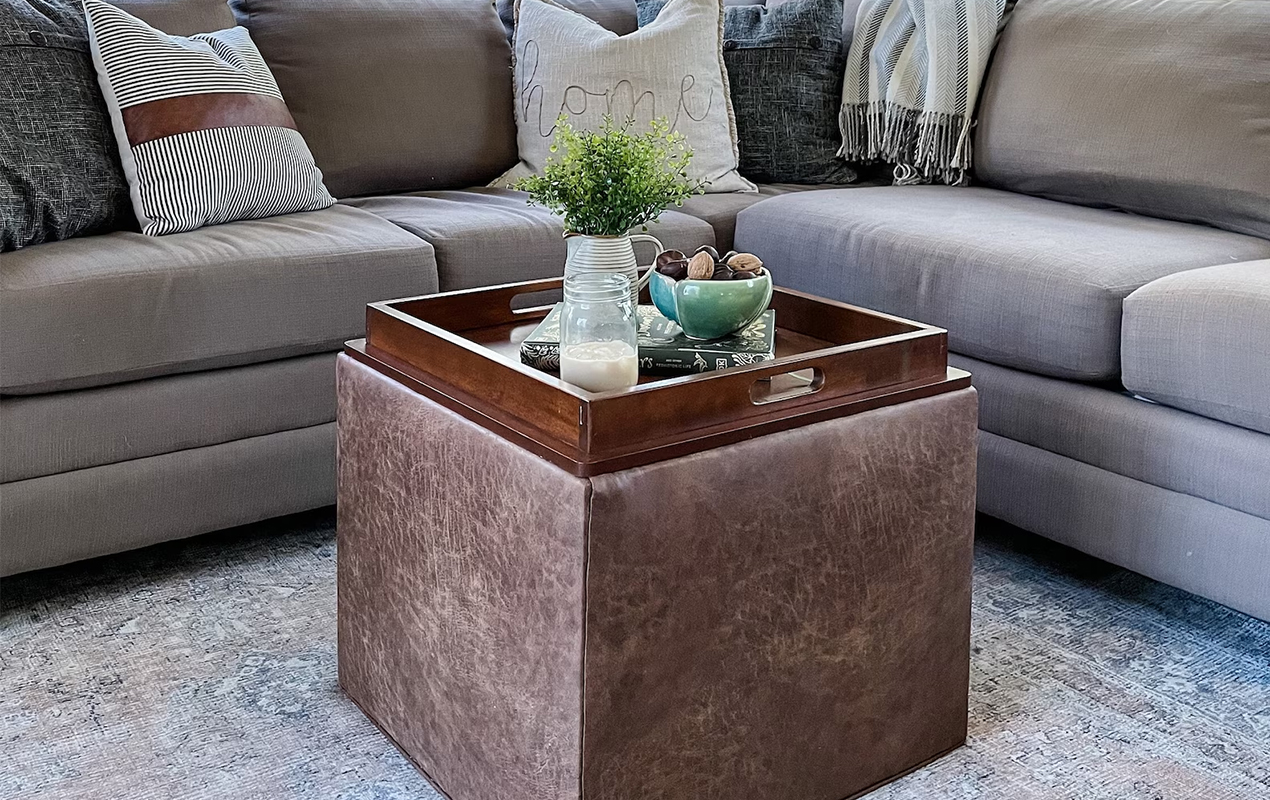 Leather coffee table