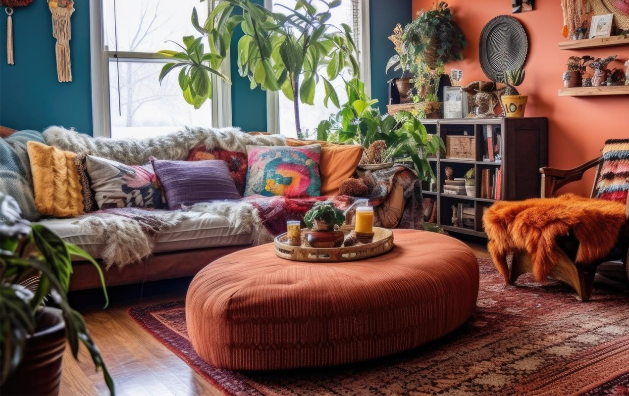 Bohemian living room interior