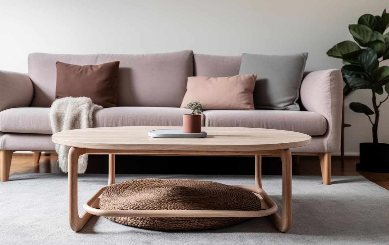 Living room coffee table with pet bed