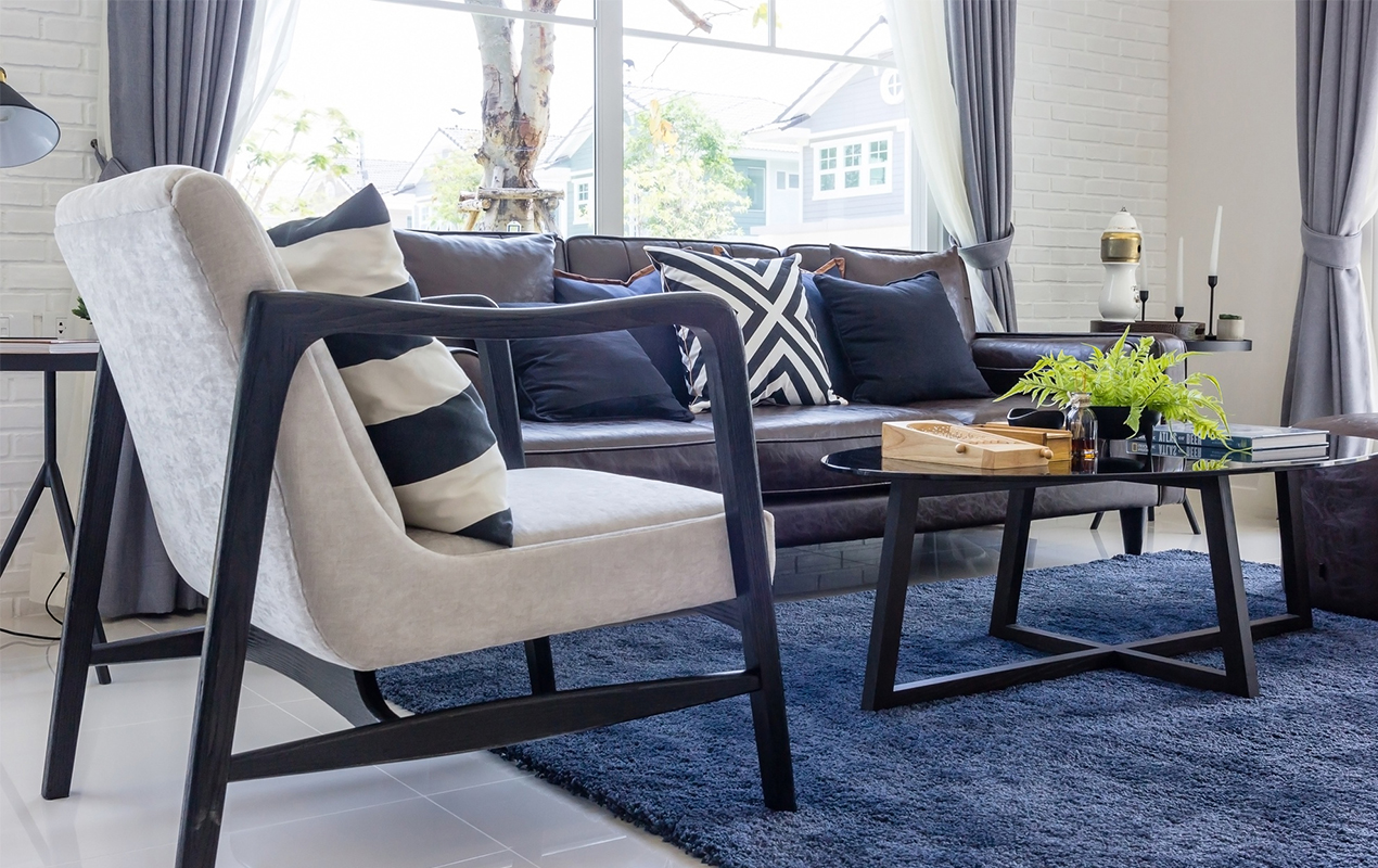 Living room with upholstered furniture