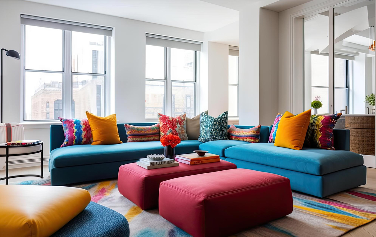 living room with sleek modern furniture