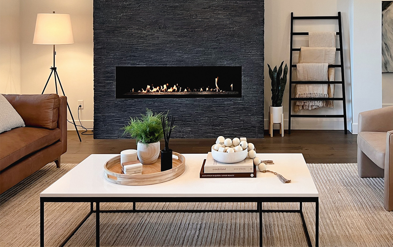 Coffee table with white top and black frame