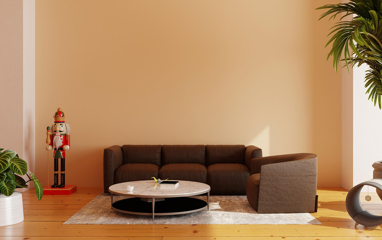 Chair and plant with round coffee table