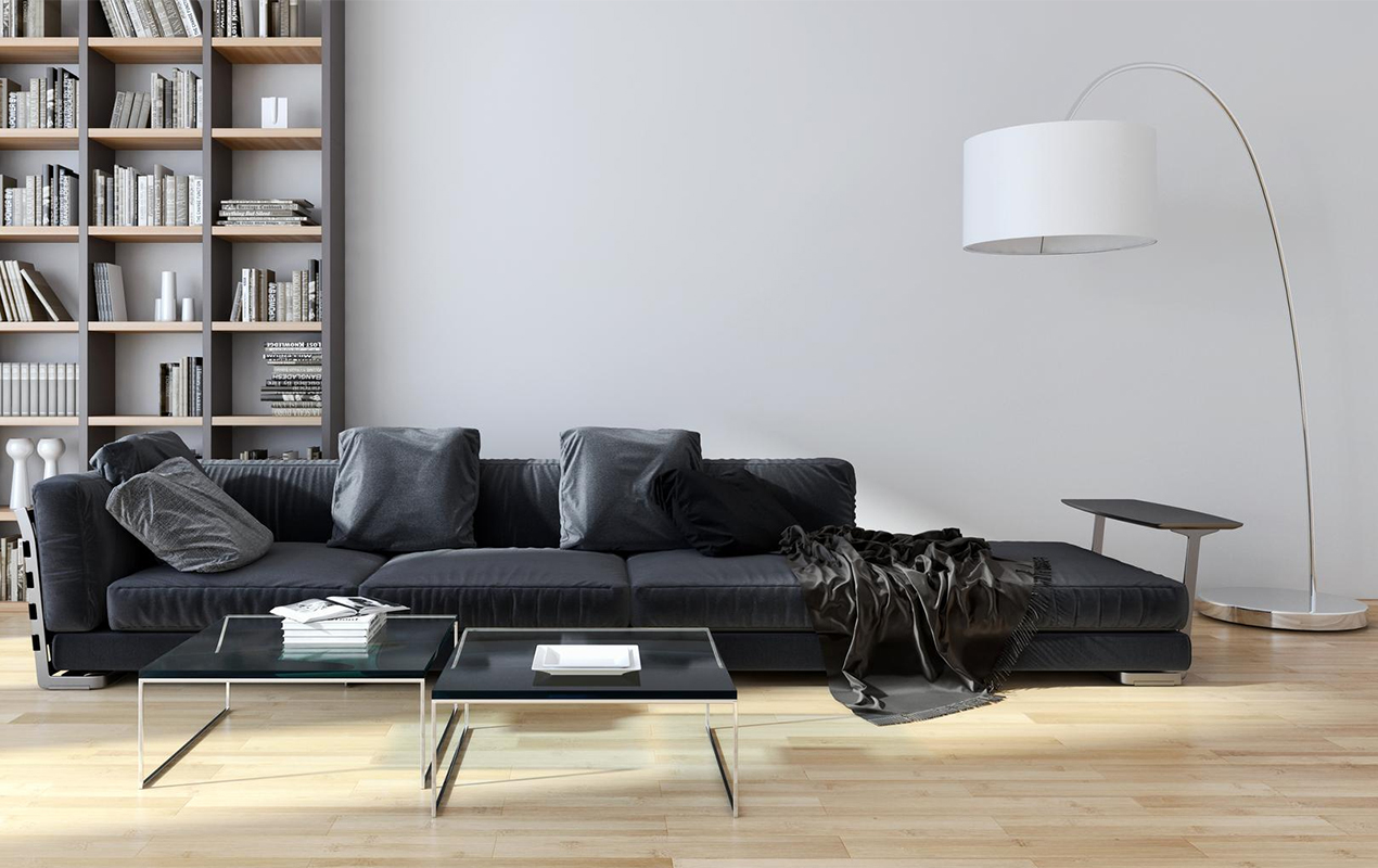 Modern living room with dual coffee tables