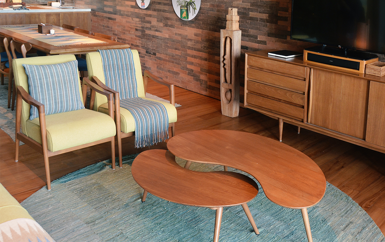 Mid-Century set of 2 Brown Coffee Table