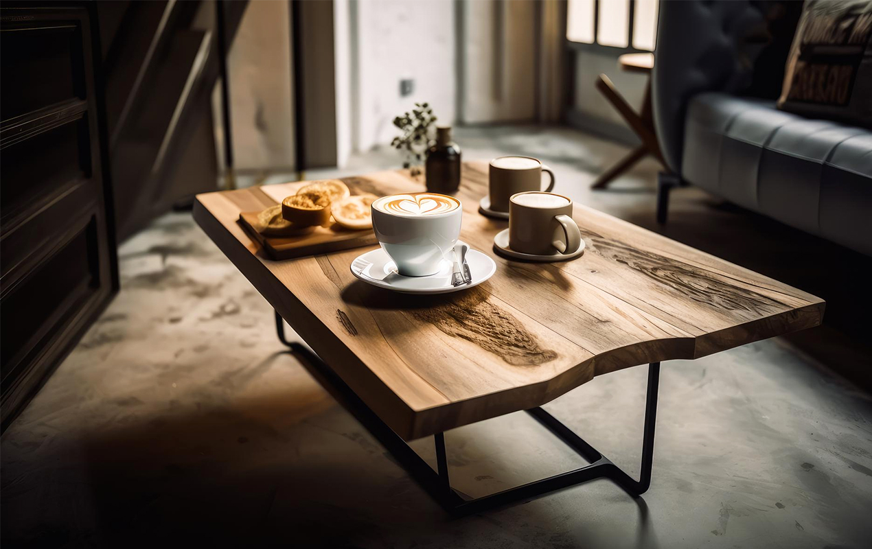 Simple living room with farmhouse coffee table