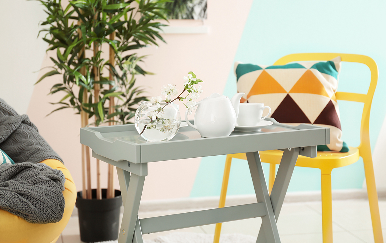 Home setting with folding furniture 