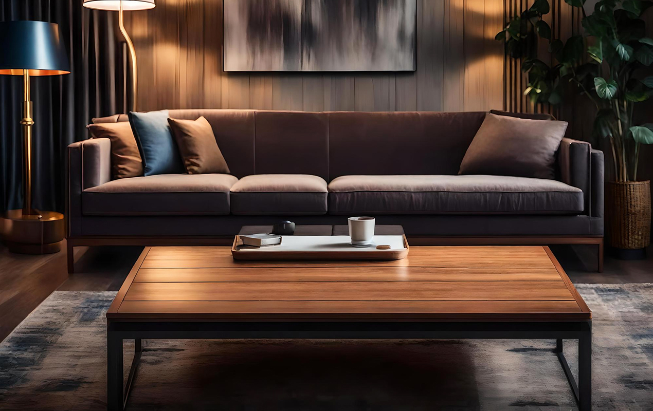 A Blend of Elements Walnut and Stainless Steel in a Coffee Table
