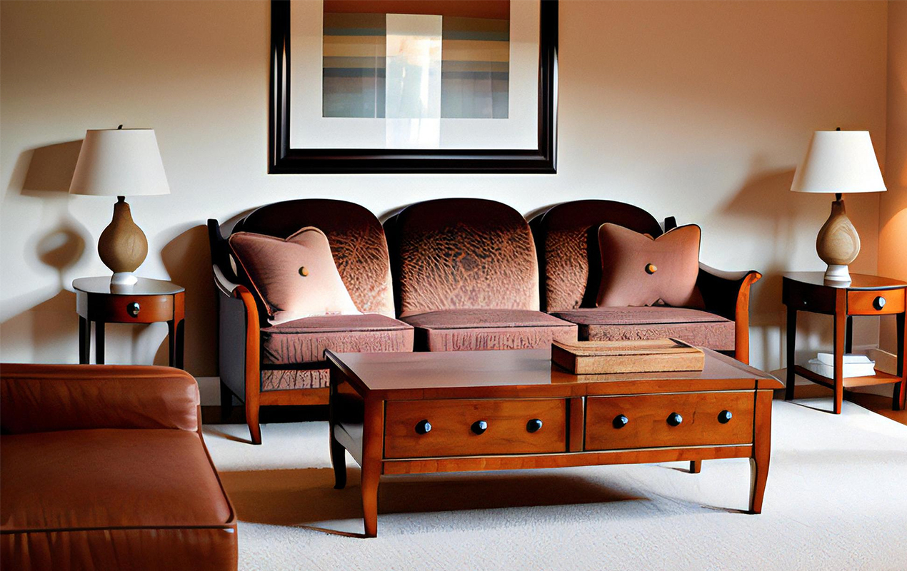 A Symphony of Style Walnut Coffee Table and Coordinated Seating