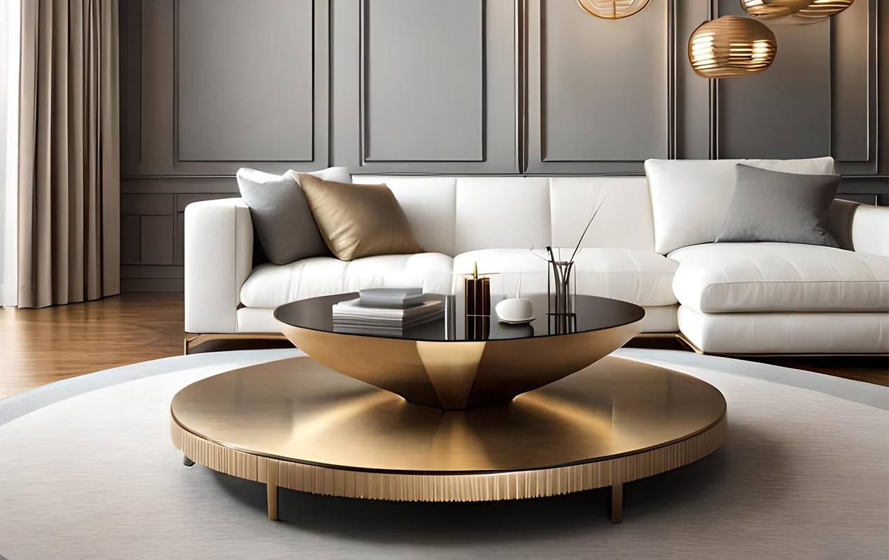 Artistry in Symmetry: The Round Glass Coffee Table with Gold Base