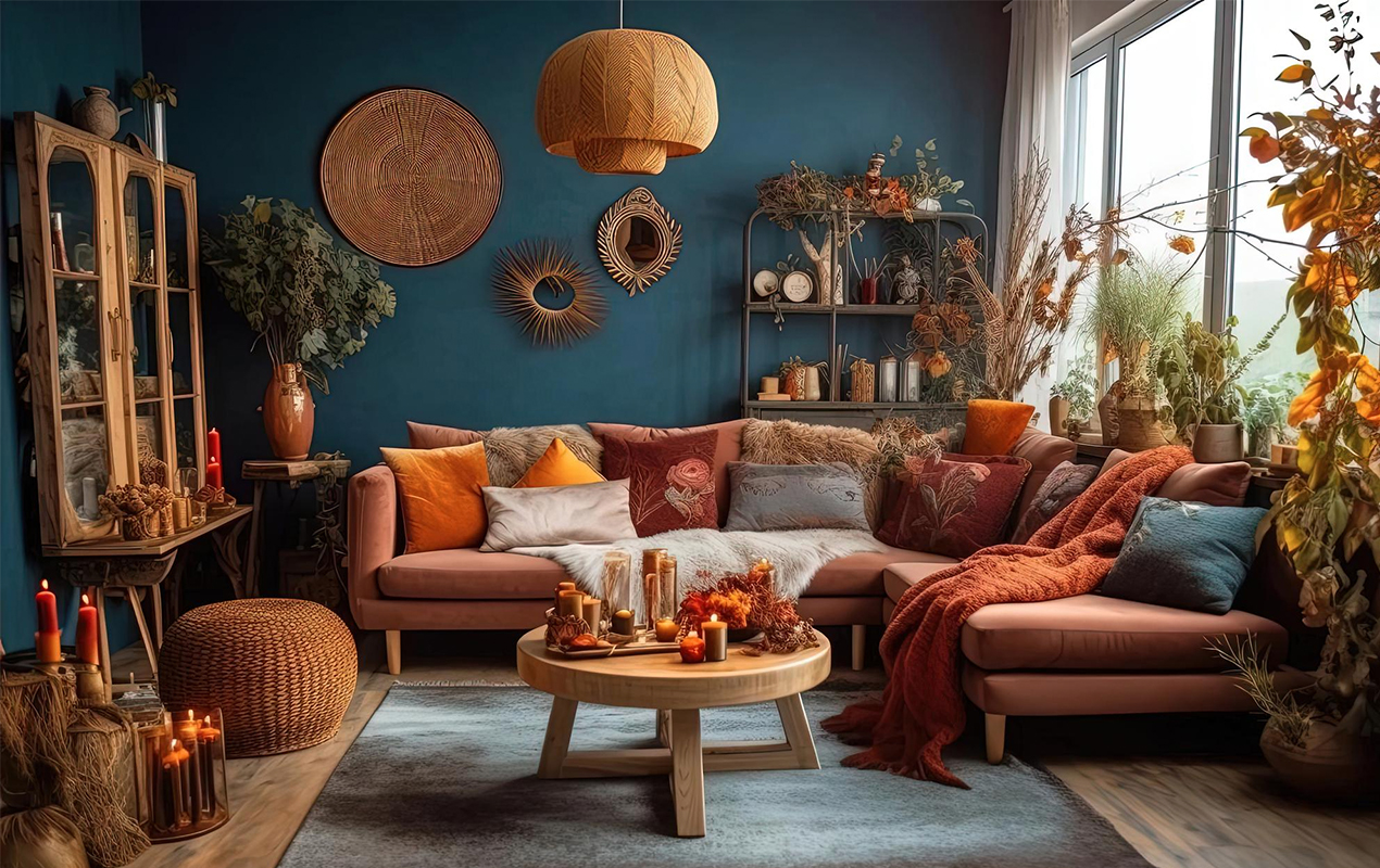Crafting Exotic Charm in a Modern Eclectic Living Room
